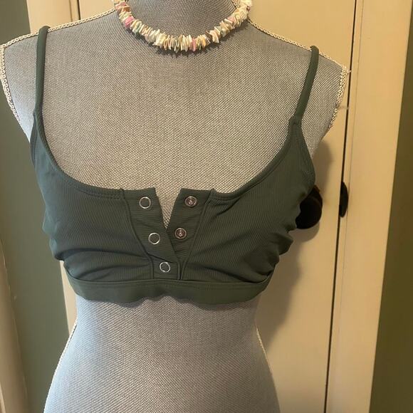 Green button up bathing suit top - Picture 3 of 5